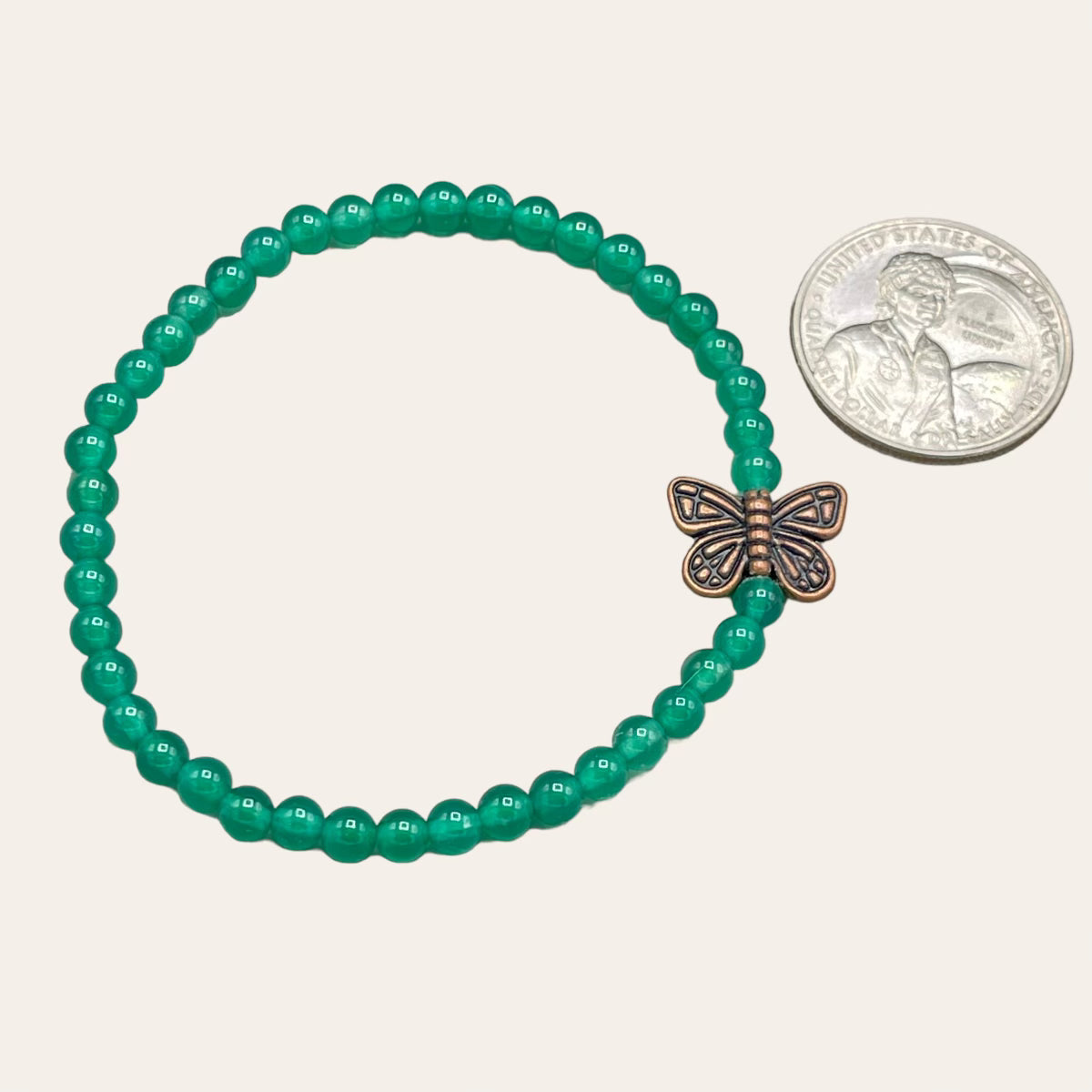 Green Agate and Butterfly Bracelet