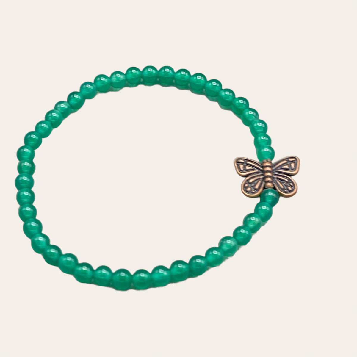 Green Agate and Butterfly Bracelet