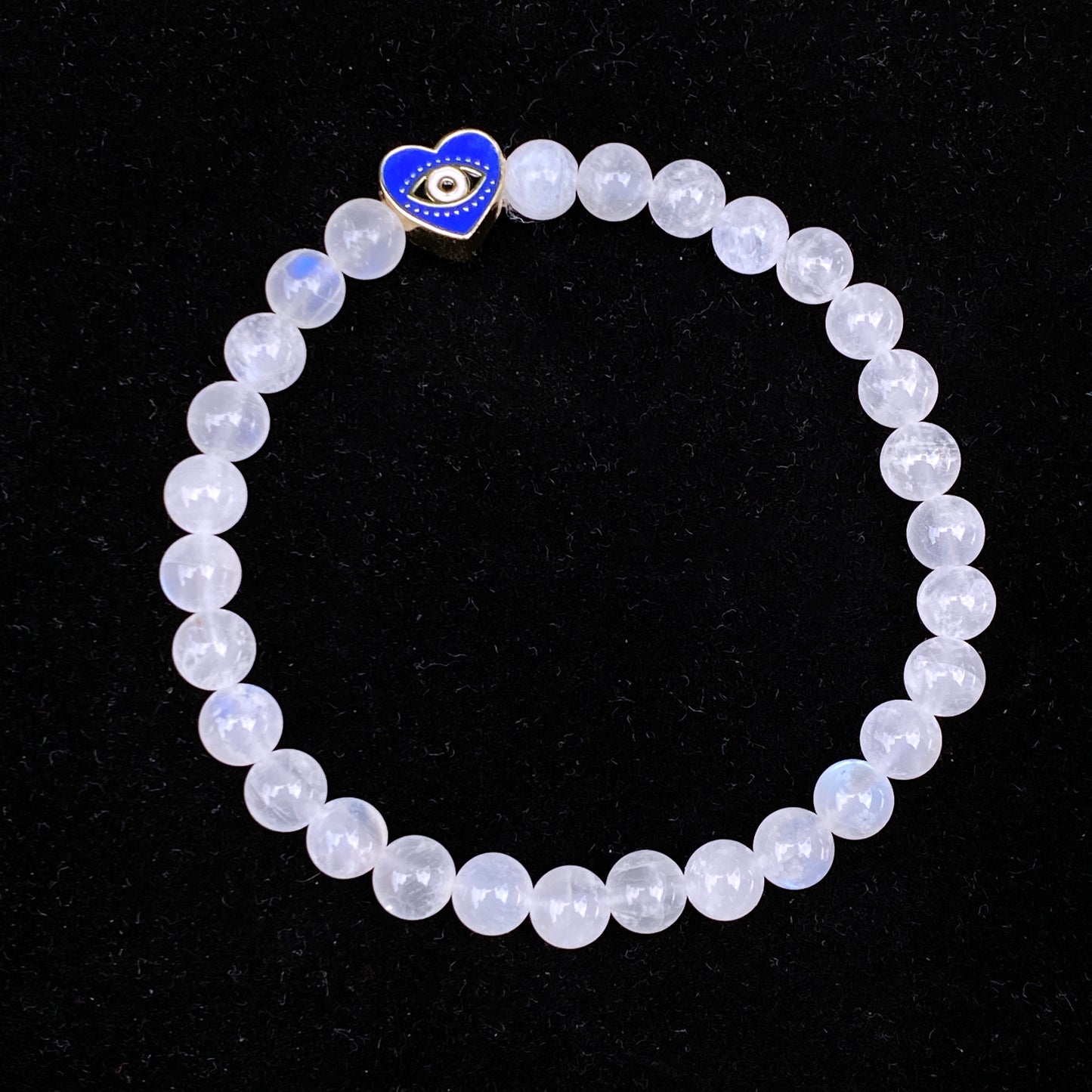 Moonstone and Evil Eye Heart Bracelet