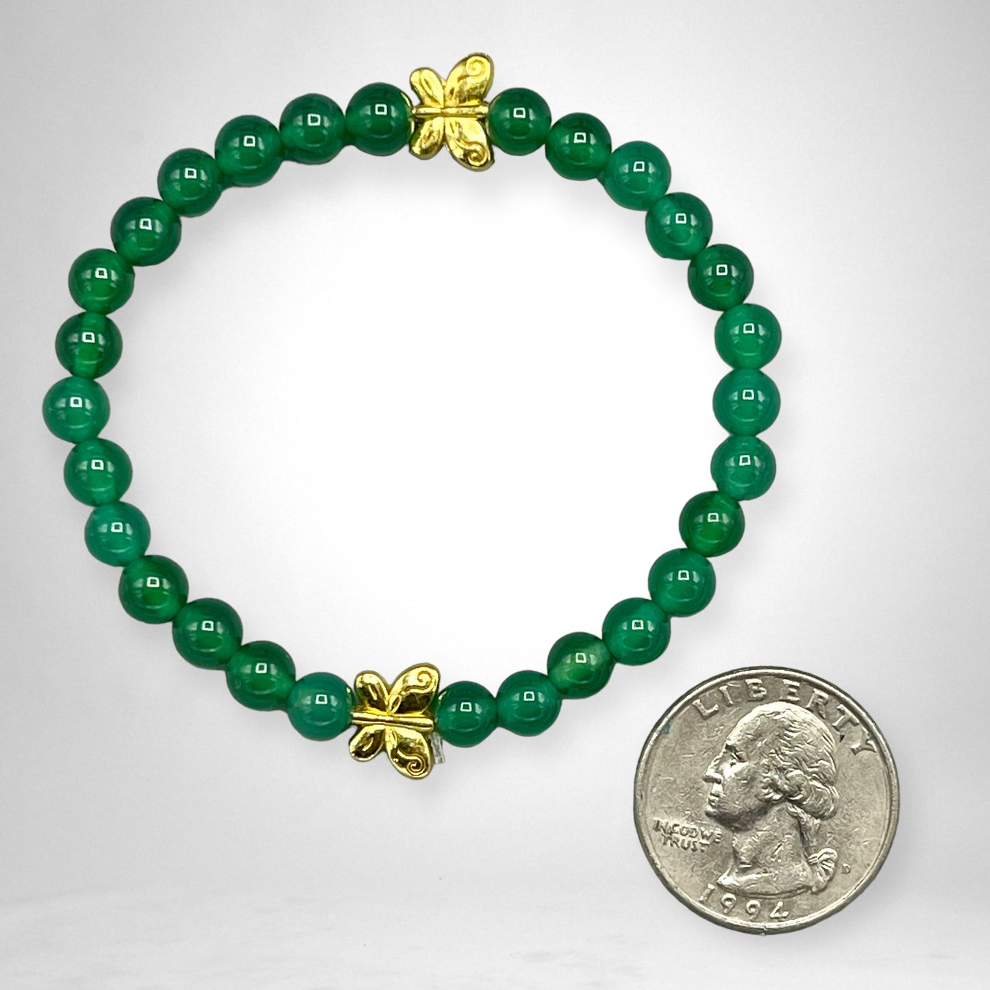Green Agate and Butterfly Bracelet