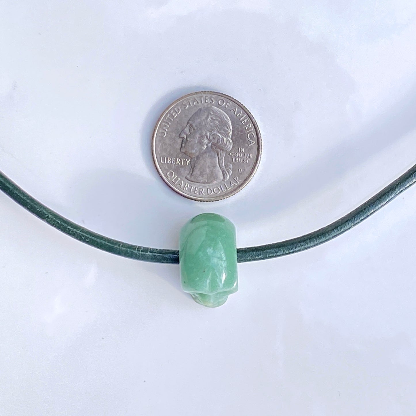 Green Aventurine Skull Necklace