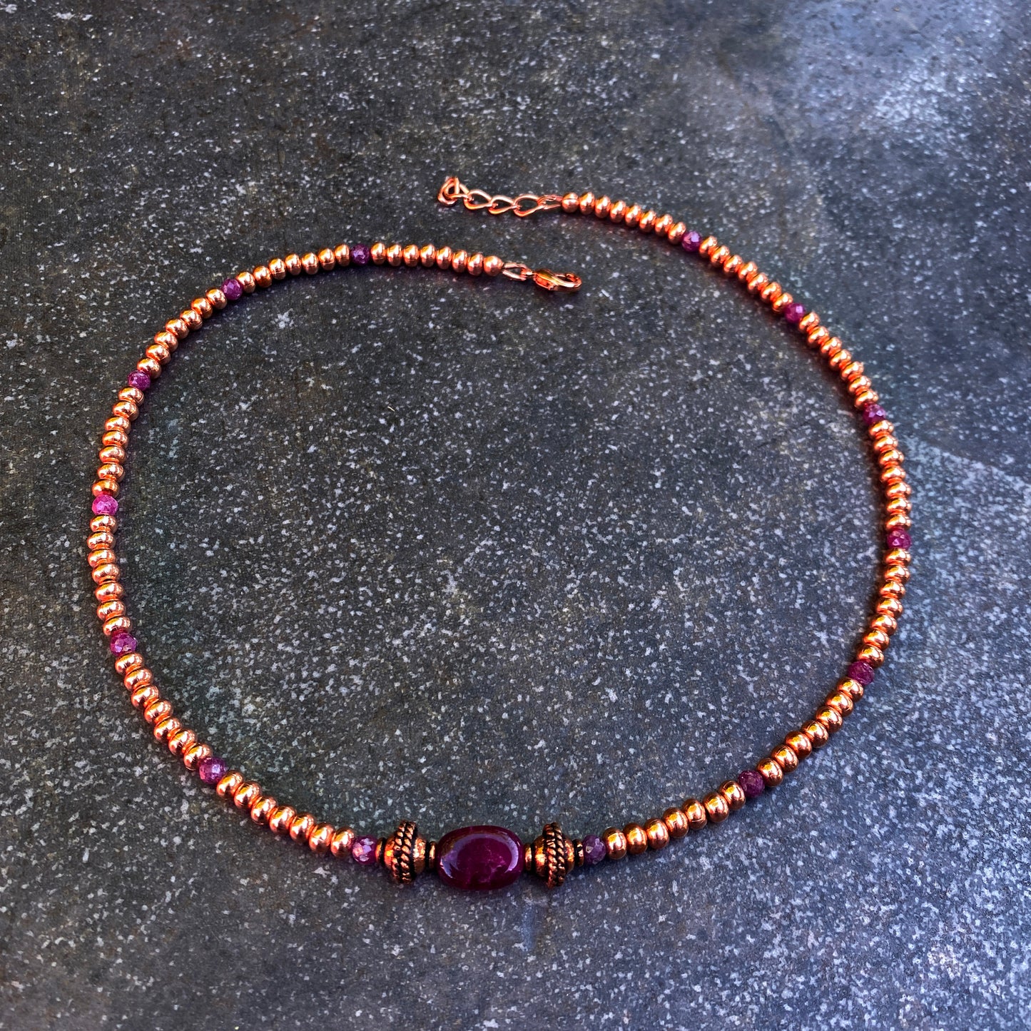 Ruby gemstone and Copper choker Necklace