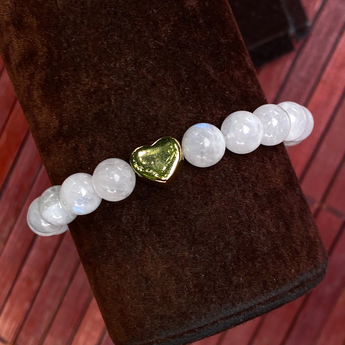 Moonstone and Heart Bracelet