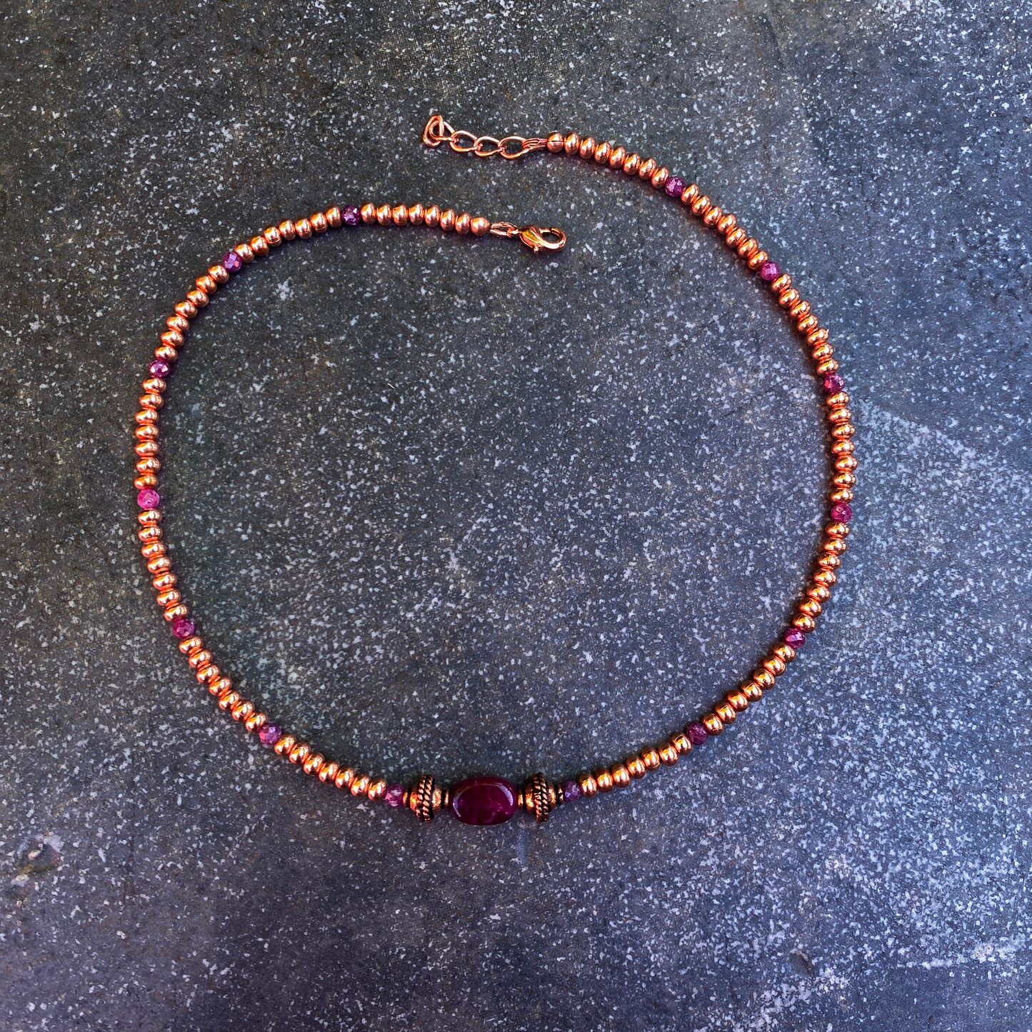 Ruby gemstone and Copper choker Necklace