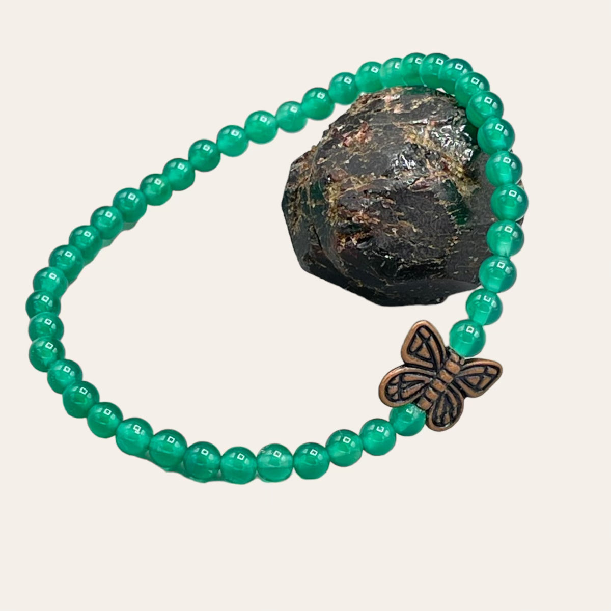 Green Agate and Butterfly Bracelet