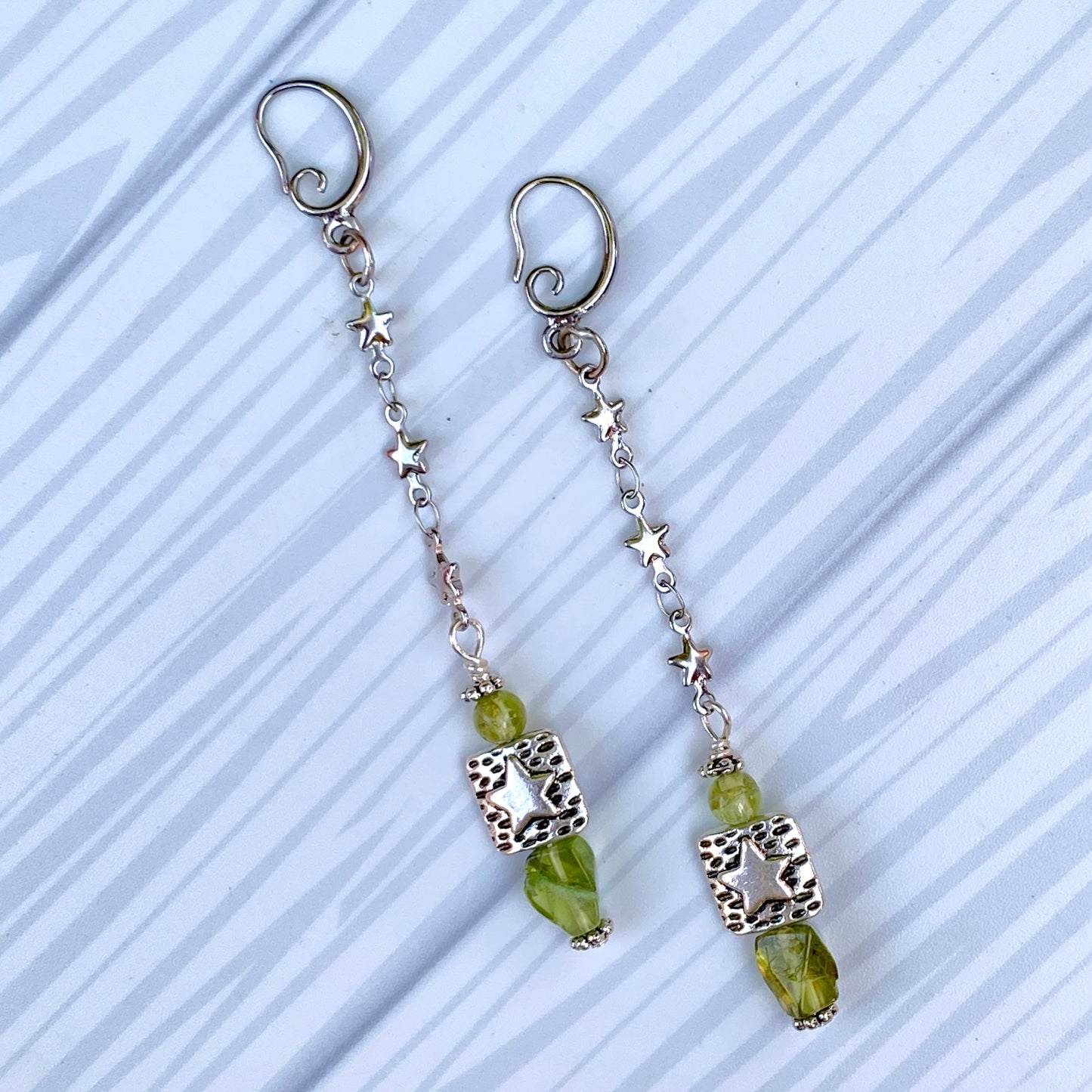 Peridot and Star Earrings