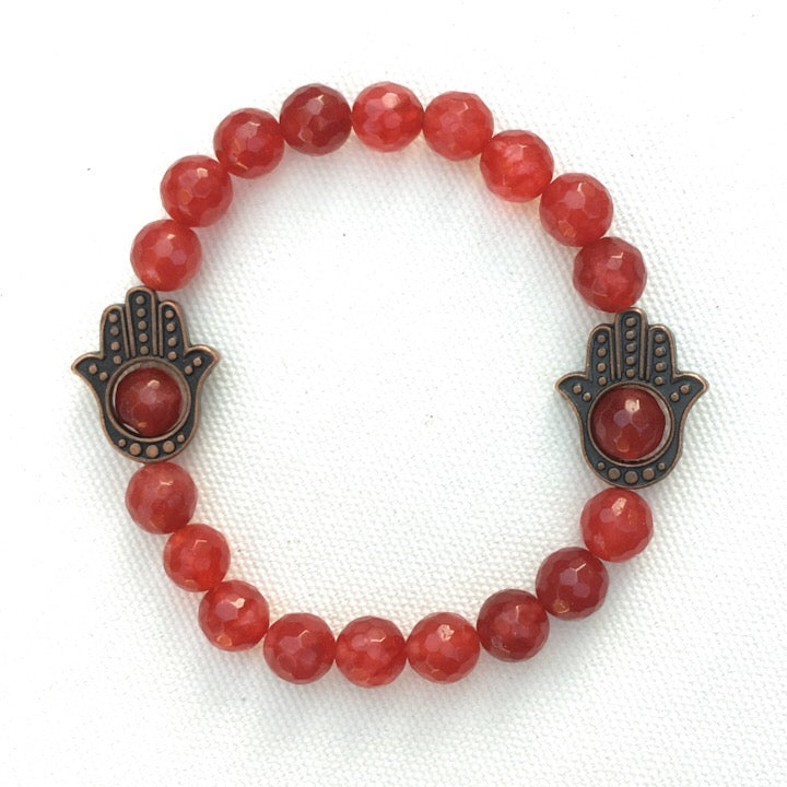 Women's Various Gemstone & Copper Hamsa Bracelet