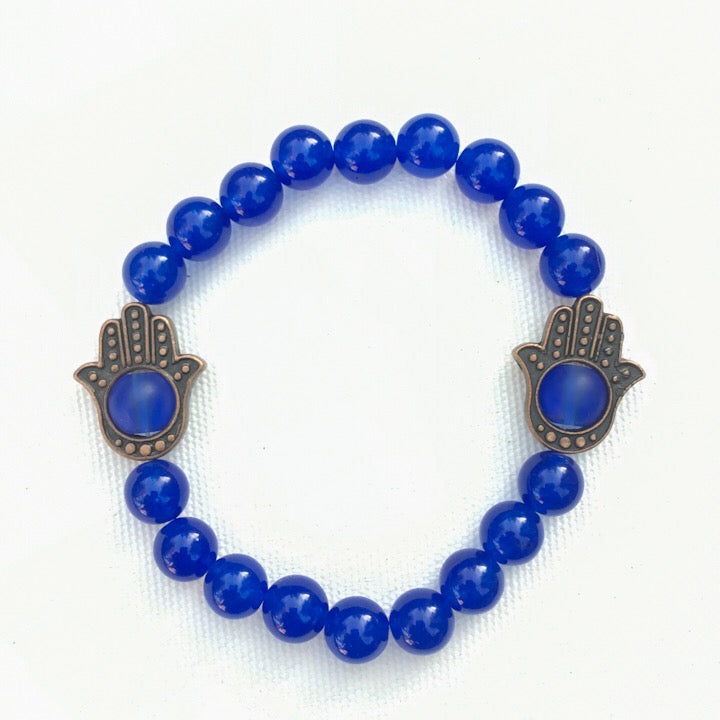 Women's Various Gemstone & Copper Hamsa Bracelet