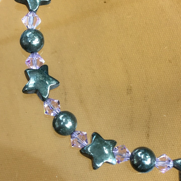 Woman's "Stars at Night" Beaded gemstone and crystal choker Necklace