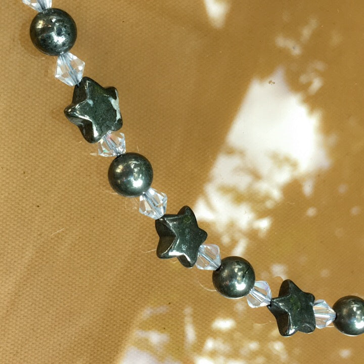 Woman's "Stars at Night" Beaded gemstone and crystal choker Necklace