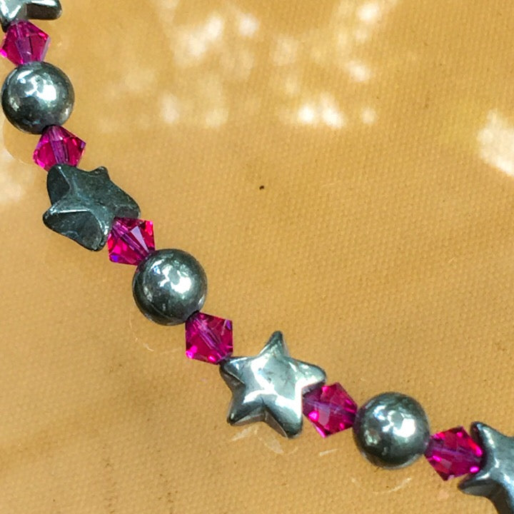Woman's "Stars at Night" Beaded gemstone and crystal choker Necklace