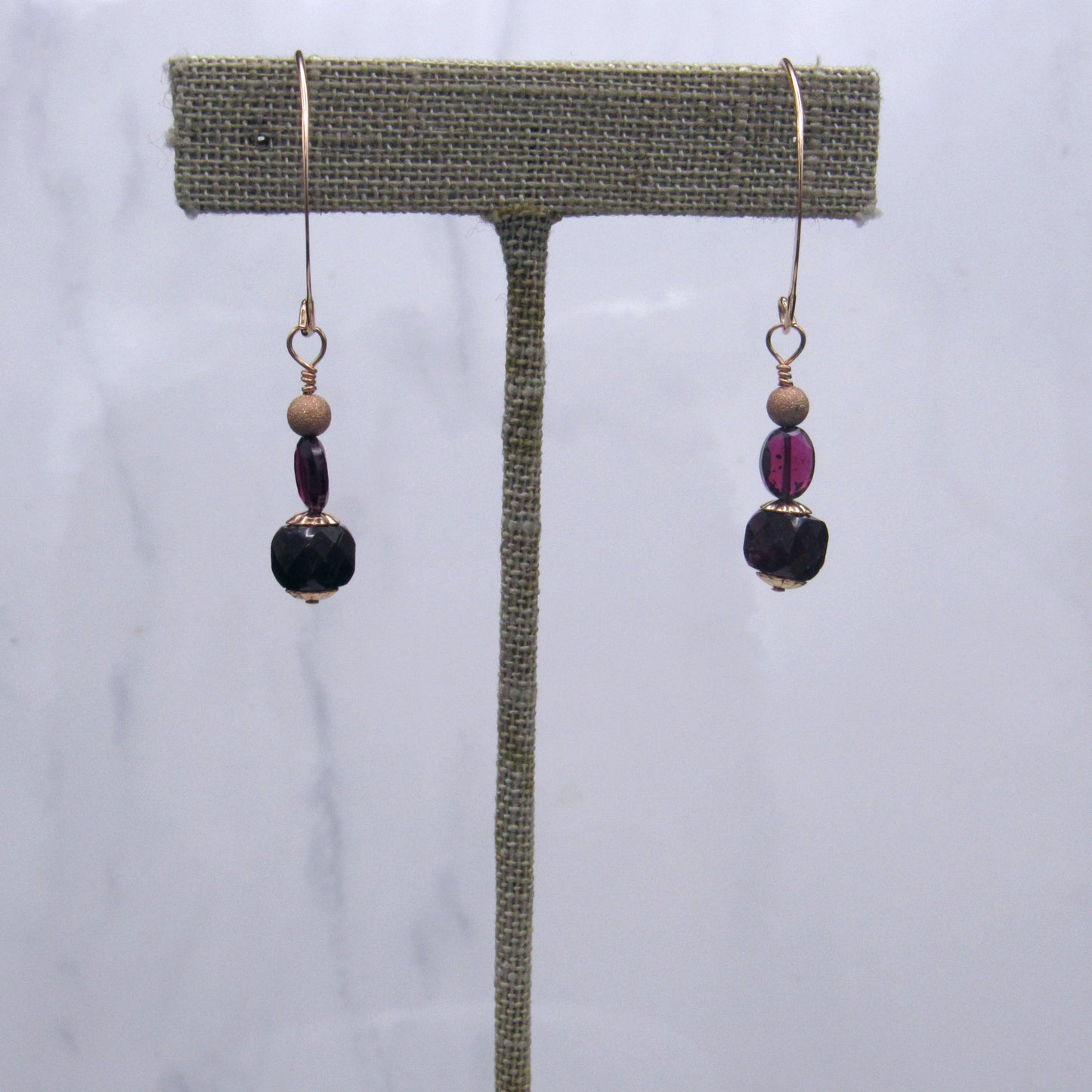 Garnet Gemstone Marquise wire Earrings