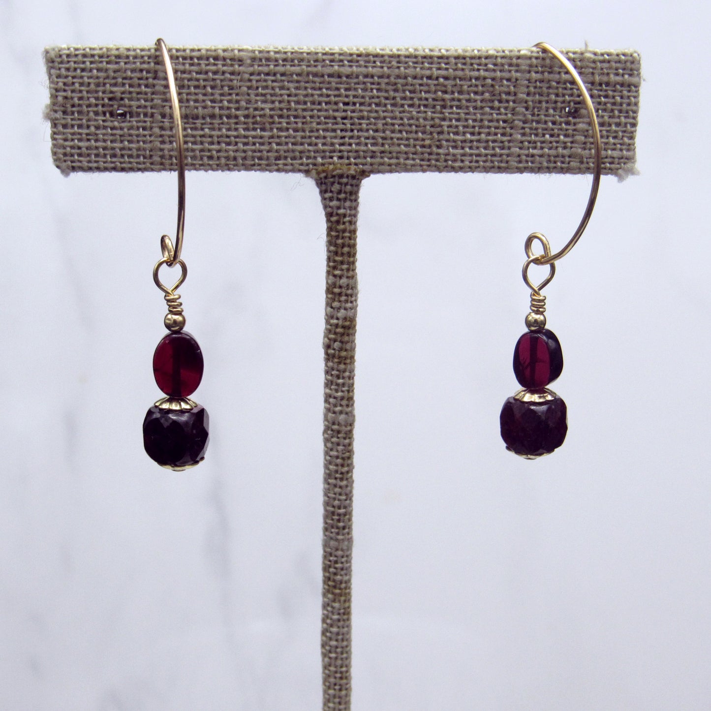 Garnet Gemstone Marquise wire Earrings