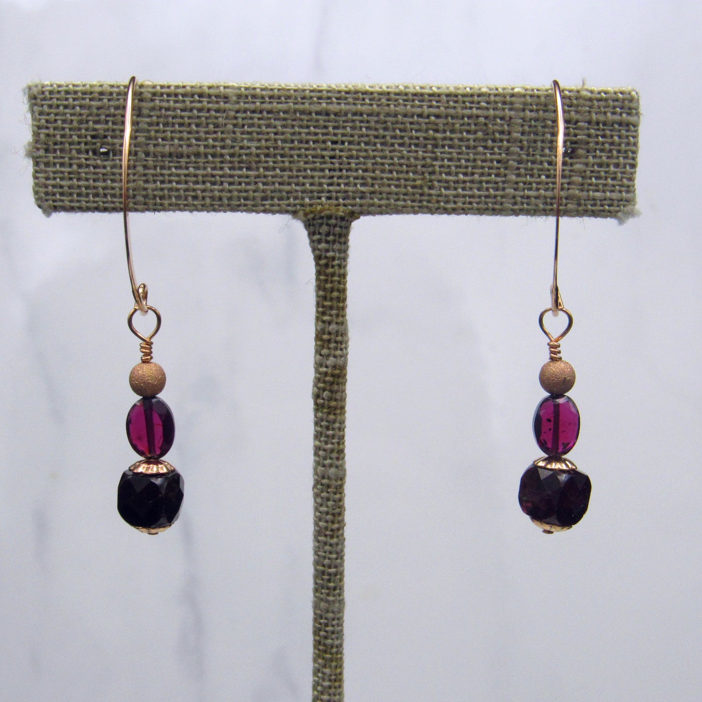 Garnet Gemstone Marquise wire Earrings