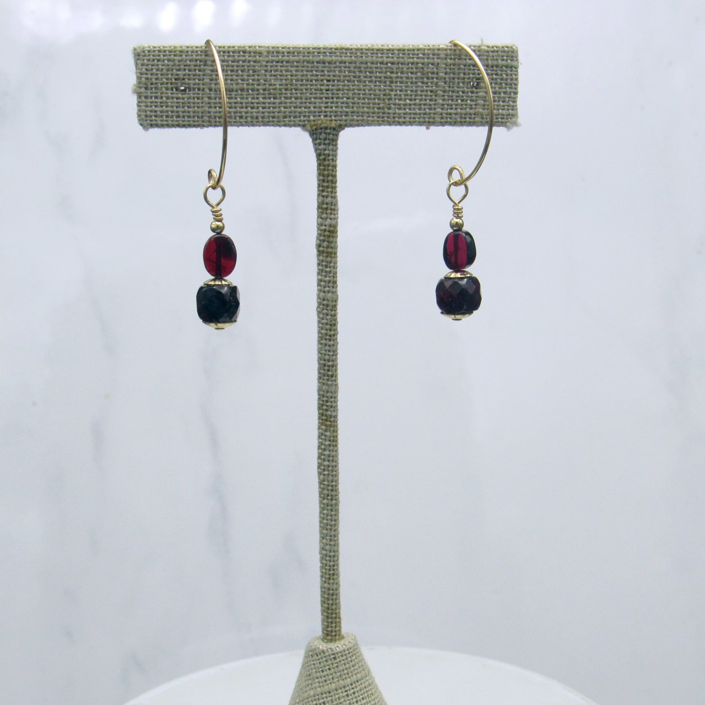 Garnet Gemstone Marquise wire Earrings