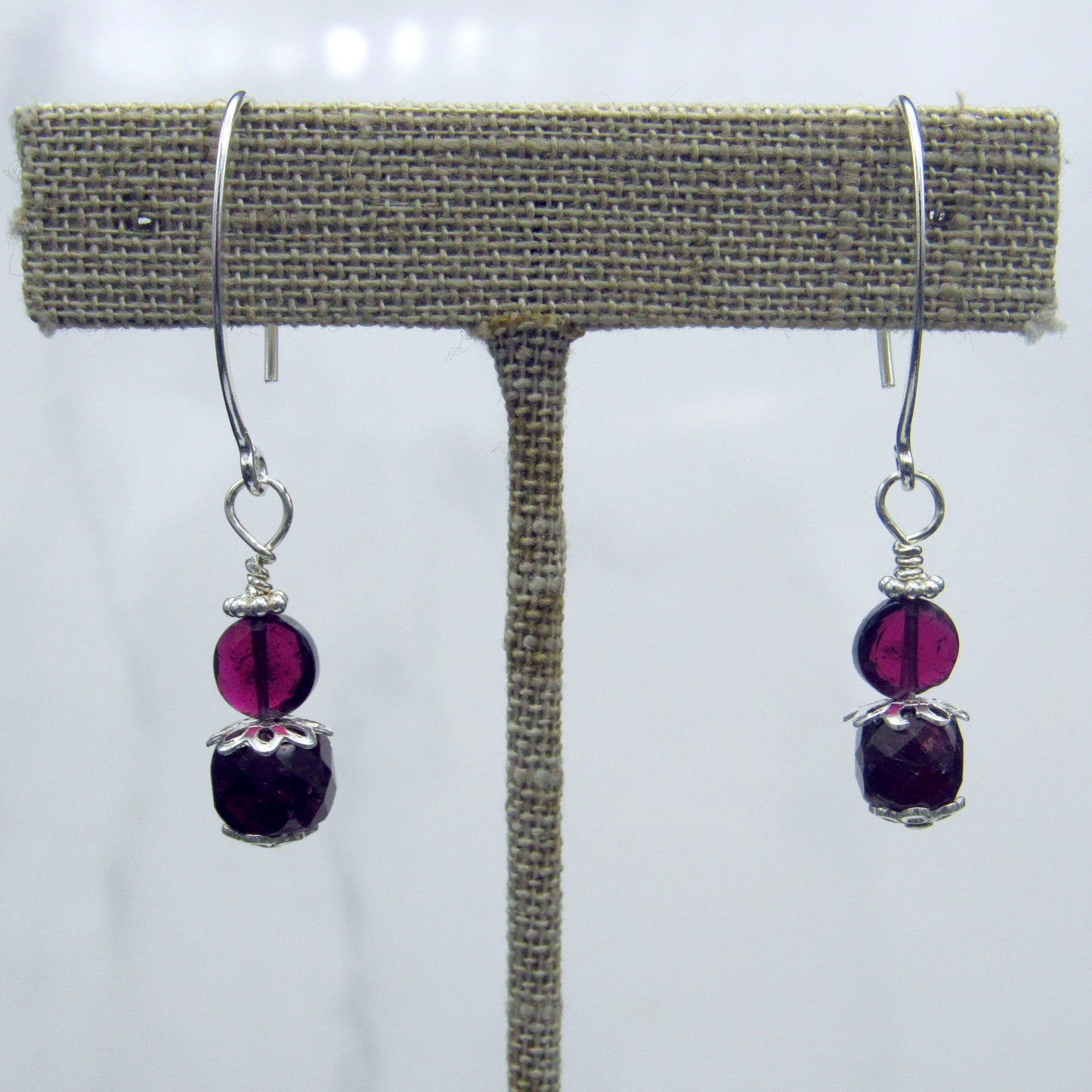 Garnet Gemstone Marquise wire Earrings