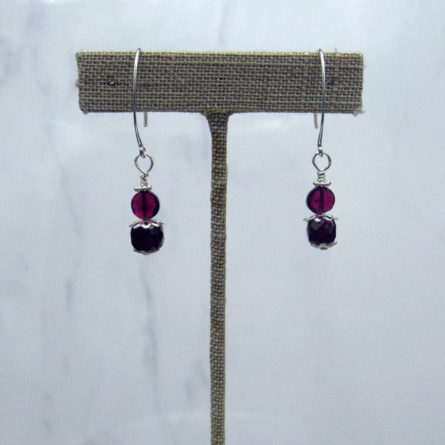 Garnet Gemstone Marquise wire Earrings