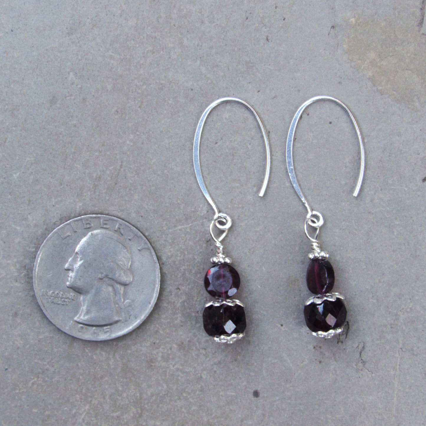 Garnet Gemstone Marquise wire Earrings