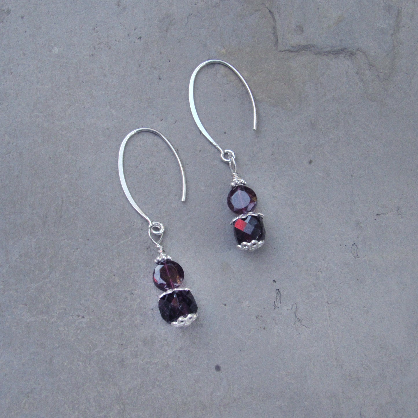 Garnet Gemstone Marquise wire Earrings