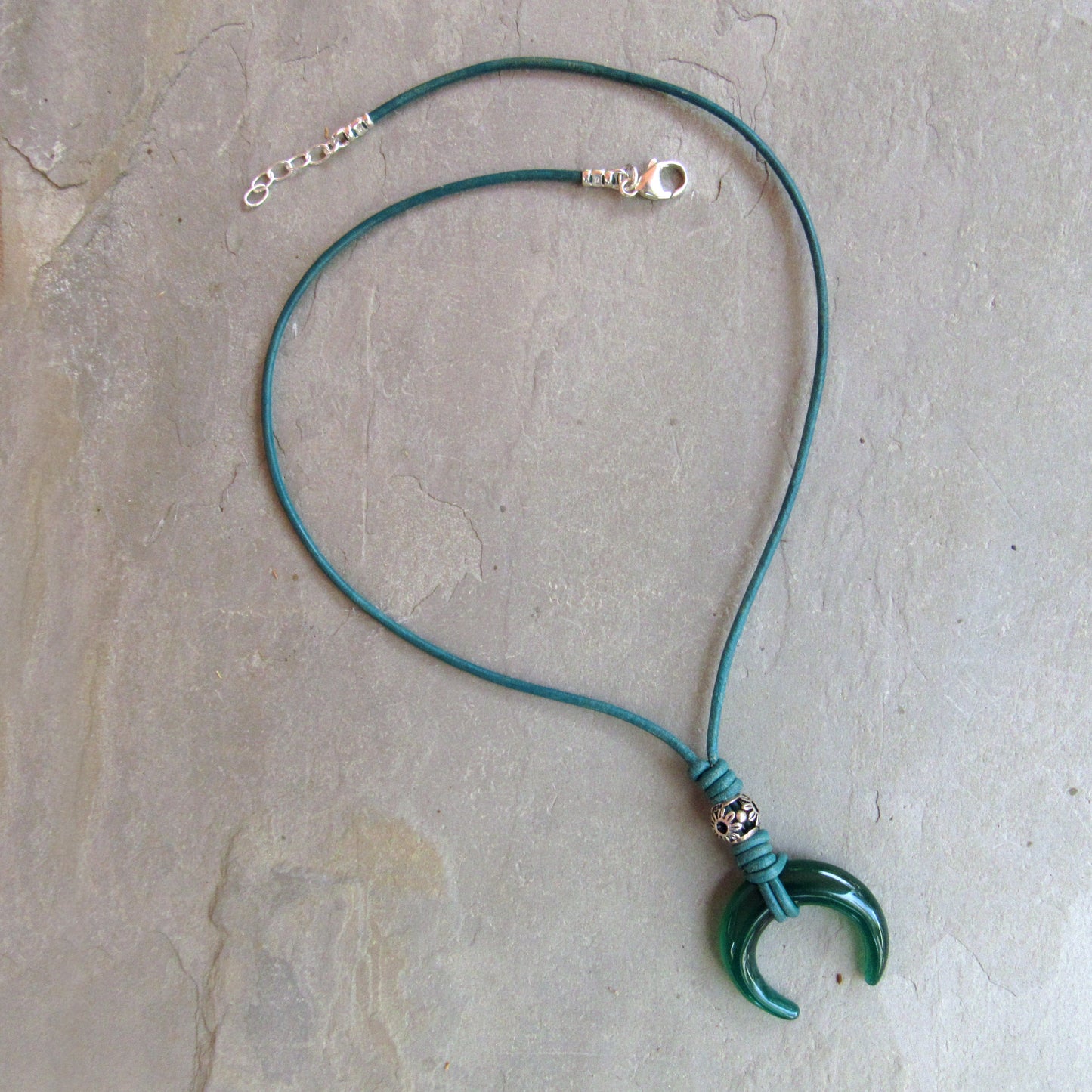 Women's Leather and Gemstone neckalces with silver accents and findings