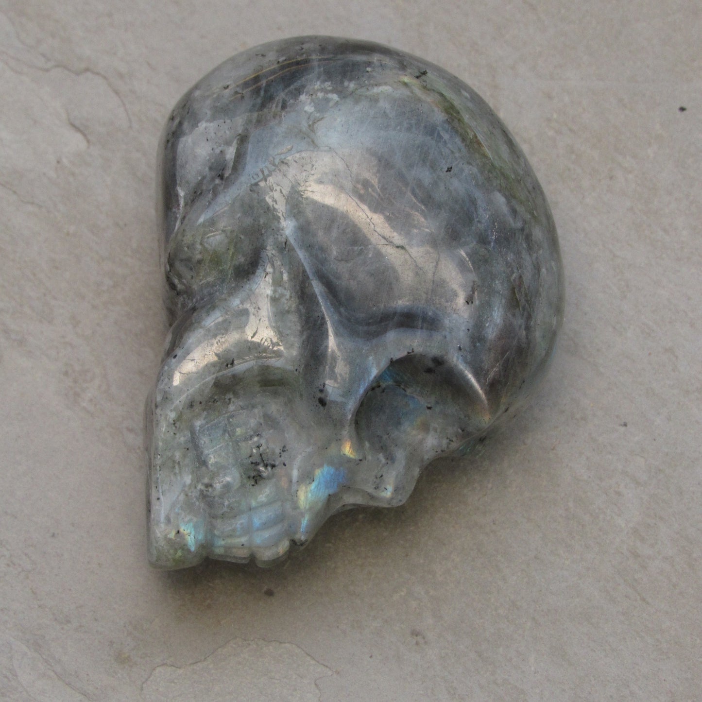 Natural Crystal LABRADORITE. Hand-carved. Exquisite Skull