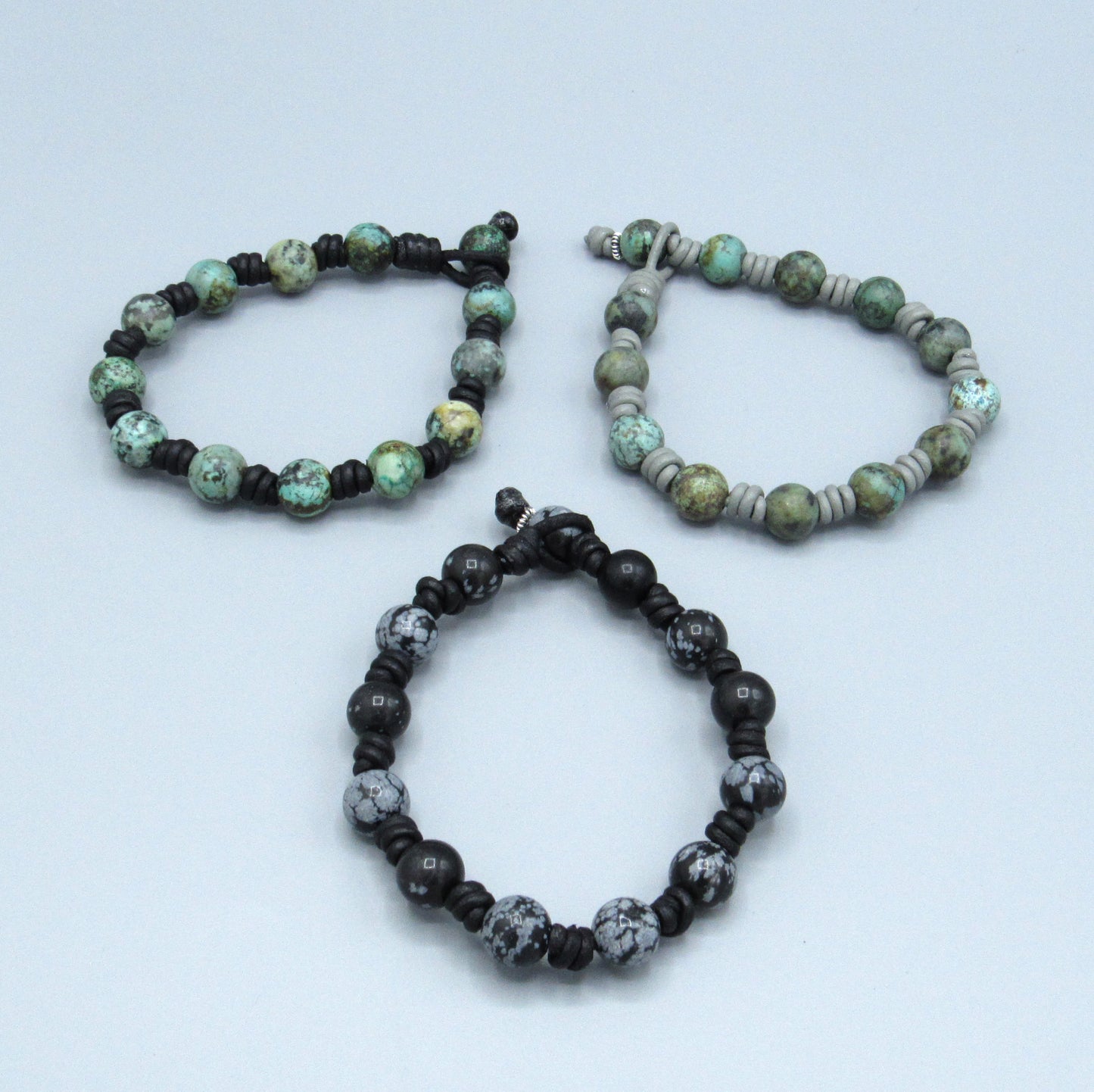 Men's Knotted Leather and Gemstone clasp bracelet
