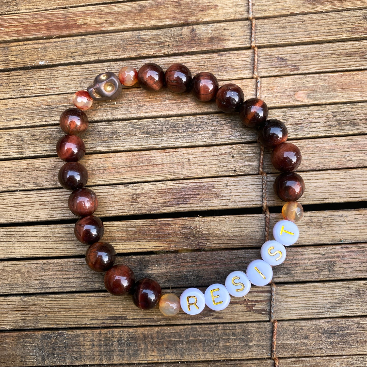 New Men’s “Resist” Gemstone Stretch Bracelets
