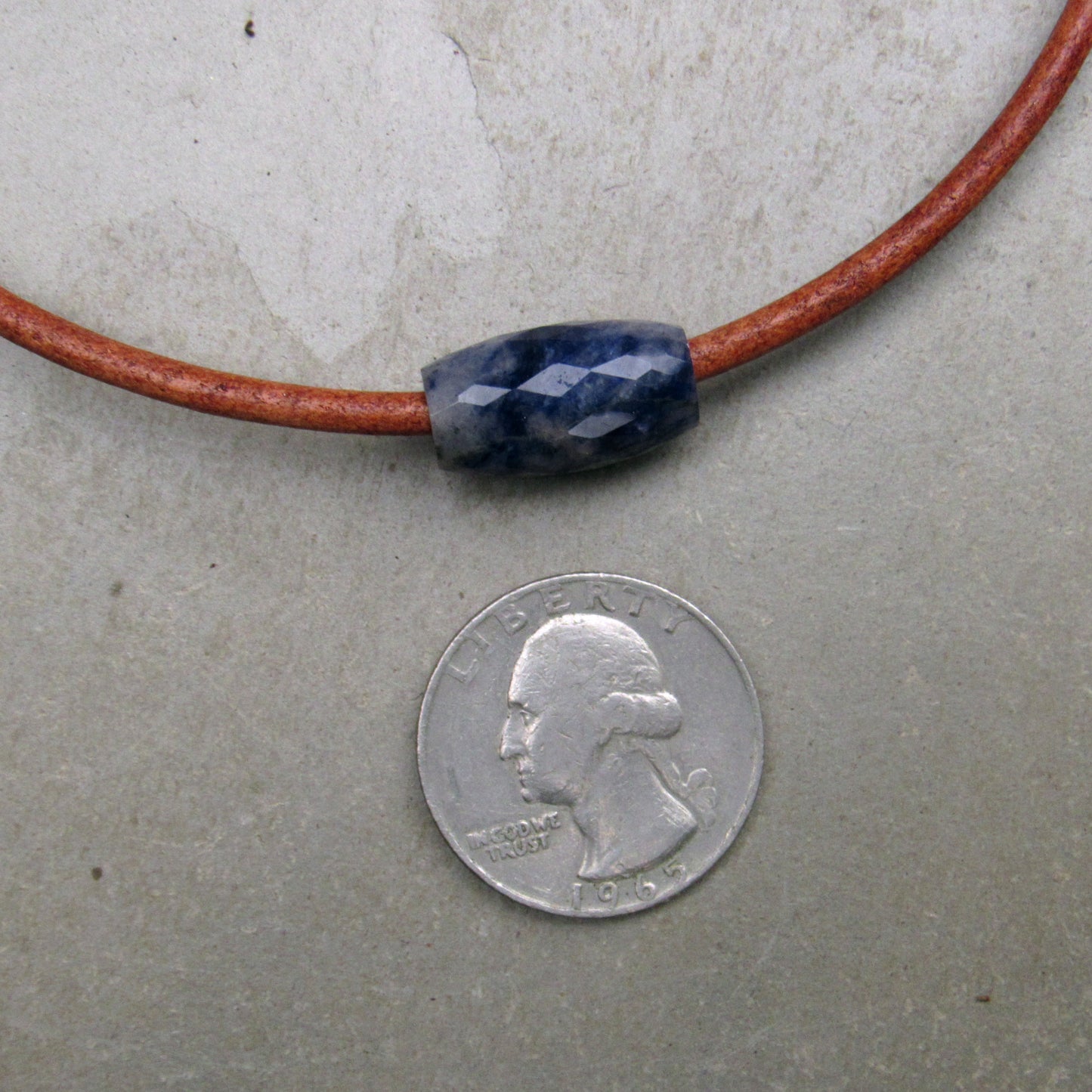 Men's Minimalist Leather Necklace with Gemstone