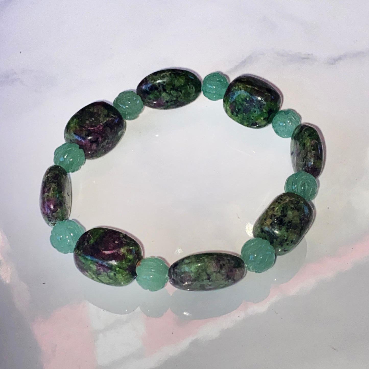 Women's Ruby Zoisite gemstone stretch Bracelet