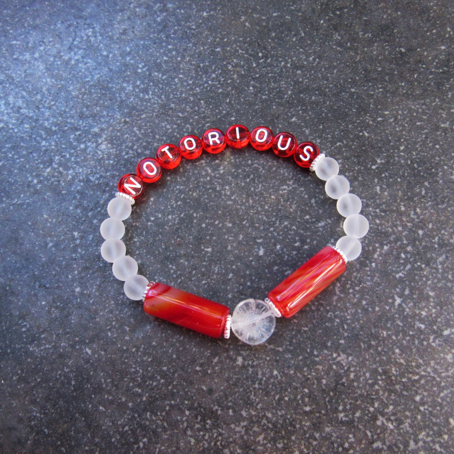 Women's Gemstone "NOTORIOUS" stretch bracelet
