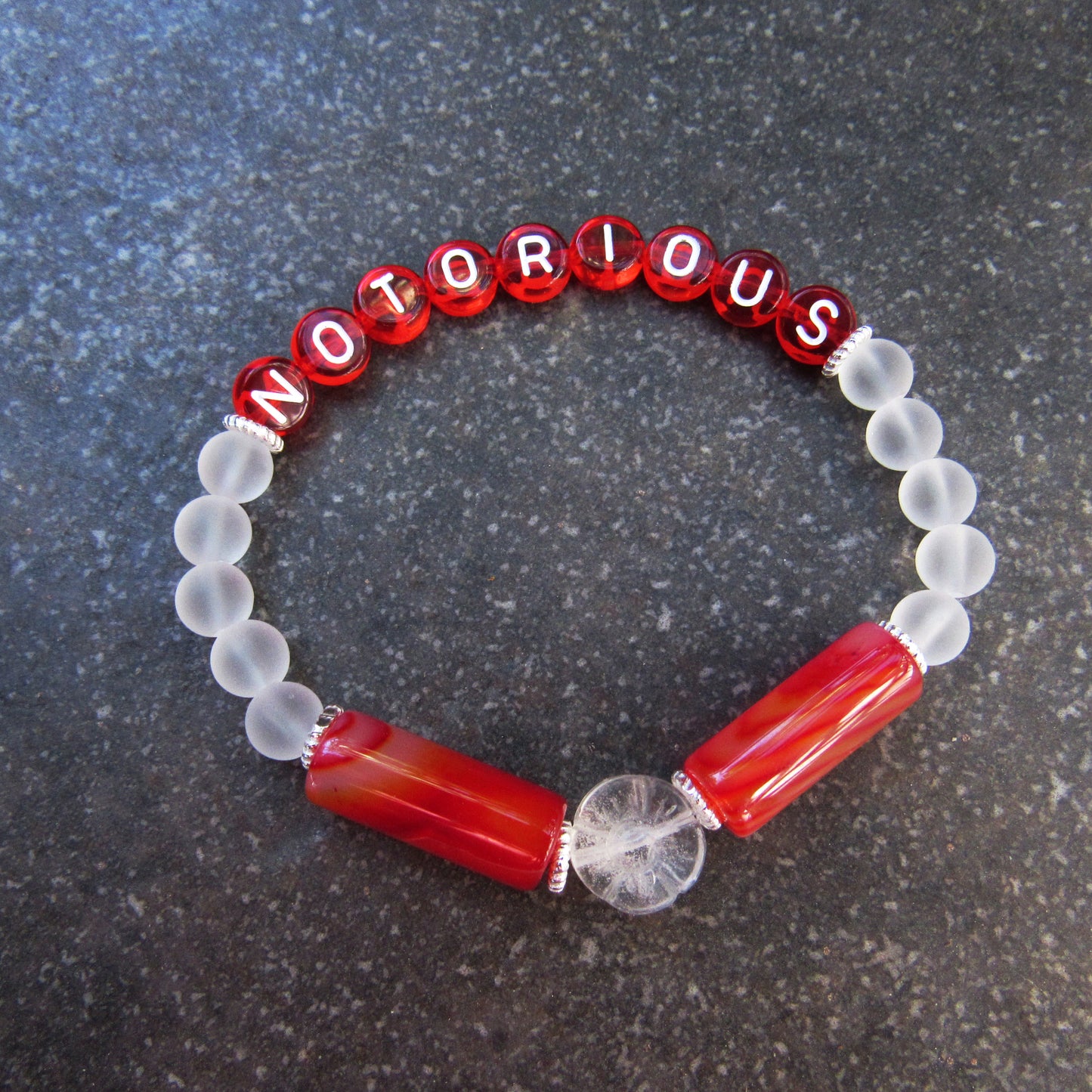 Women's Gemstone "NOTORIOUS" stretch bracelet