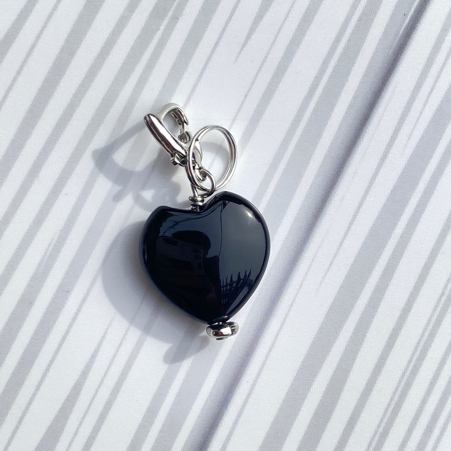Onyx gemstone Heart Pet Charms