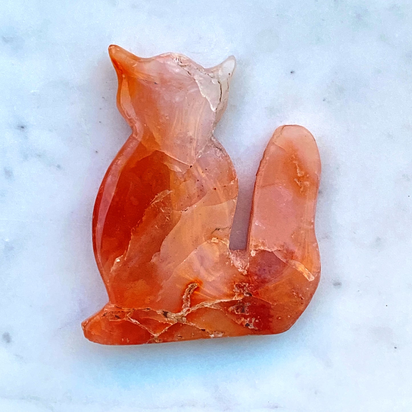 Carnelian Gemstone Cat Cutout Carvings