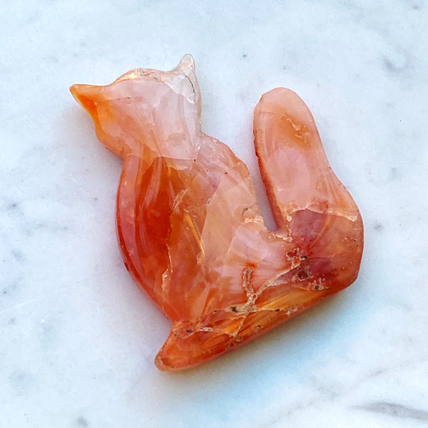 Carnelian Gemstone Cat Cutout Carvings
