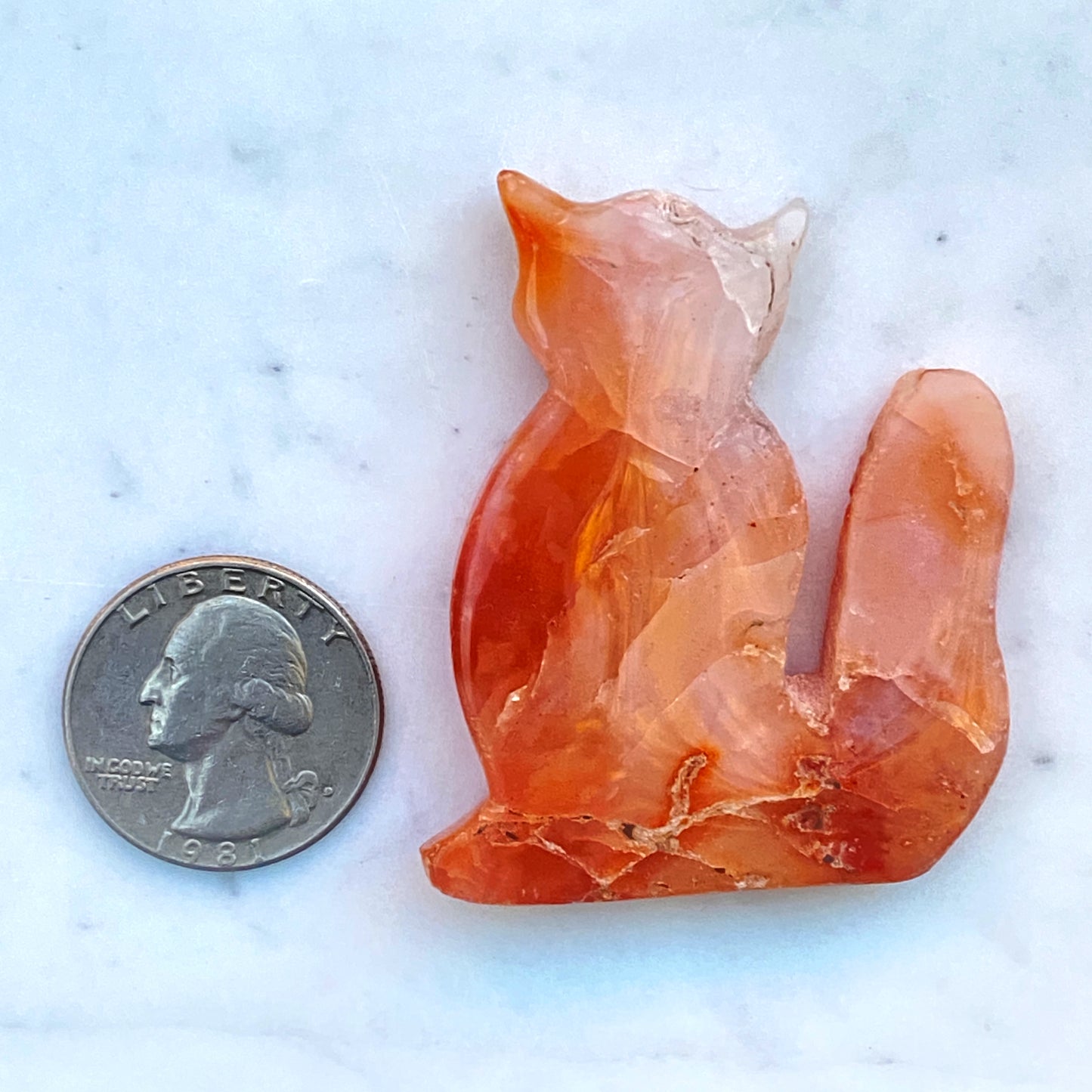 Carnelian Gemstone Cat Cutout Carvings