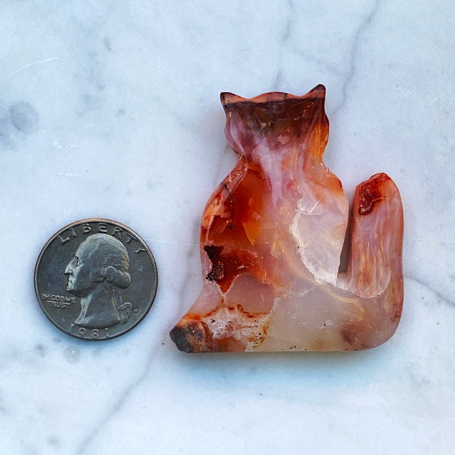 Carnelian Gemstone Cat Cutout Carvings