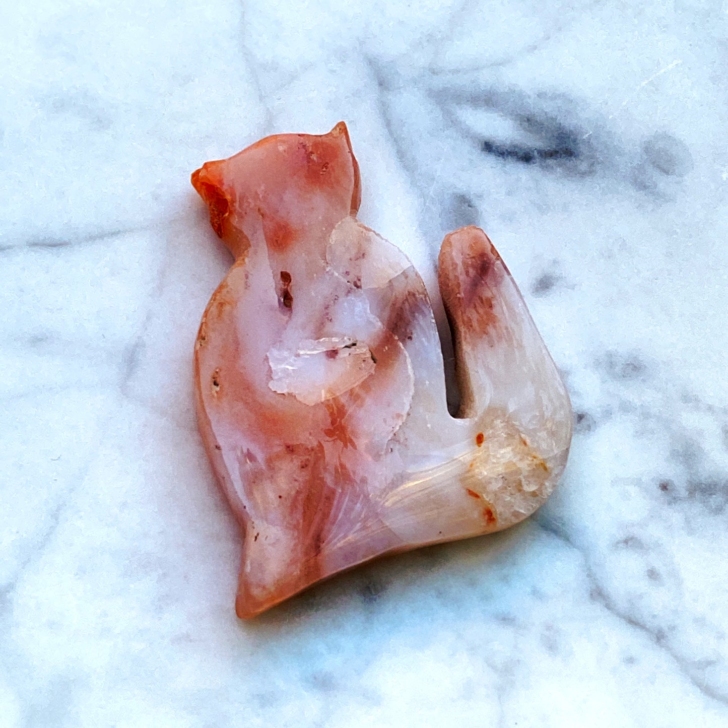 Carnelian Gemstone Cat Cutout Carvings