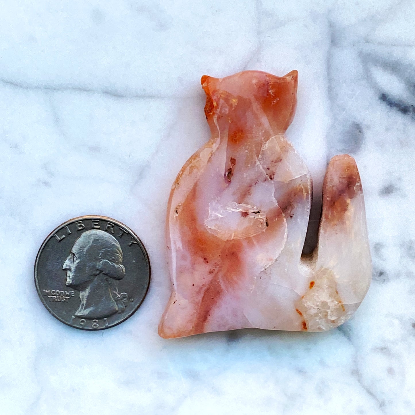 Carnelian Gemstone Cat Cutout Carvings