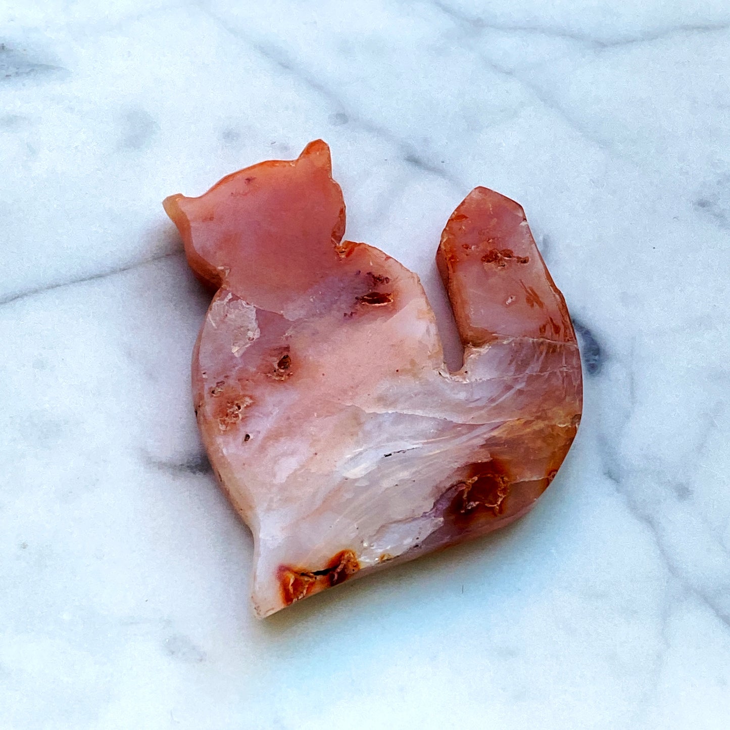 Carnelian Gemstone Cat Cutout Carvings