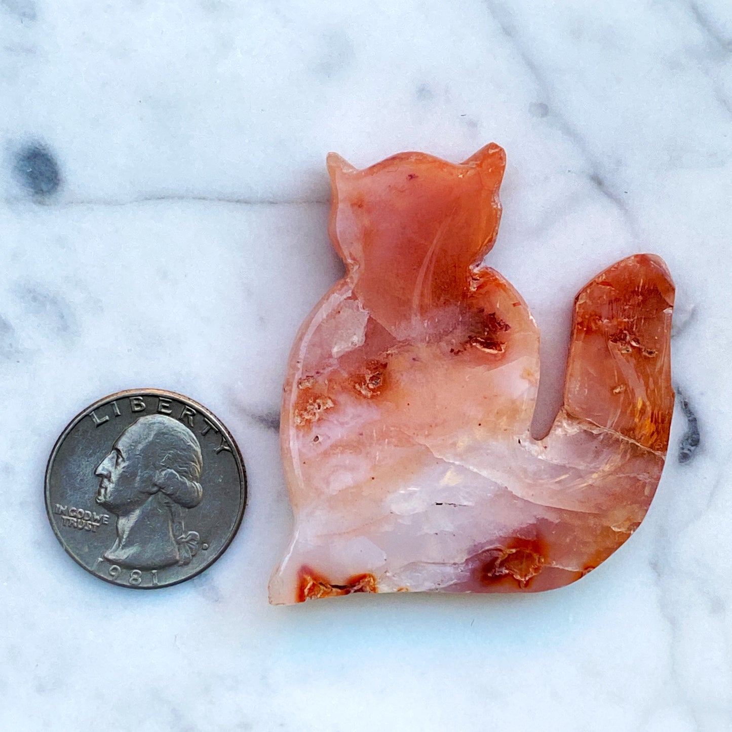 Carnelian Gemstone Cat Cutout Carvings