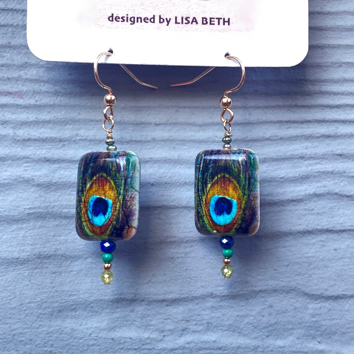Women's Painted Peacock with Peridot, Turquoise Gemstone Earrings