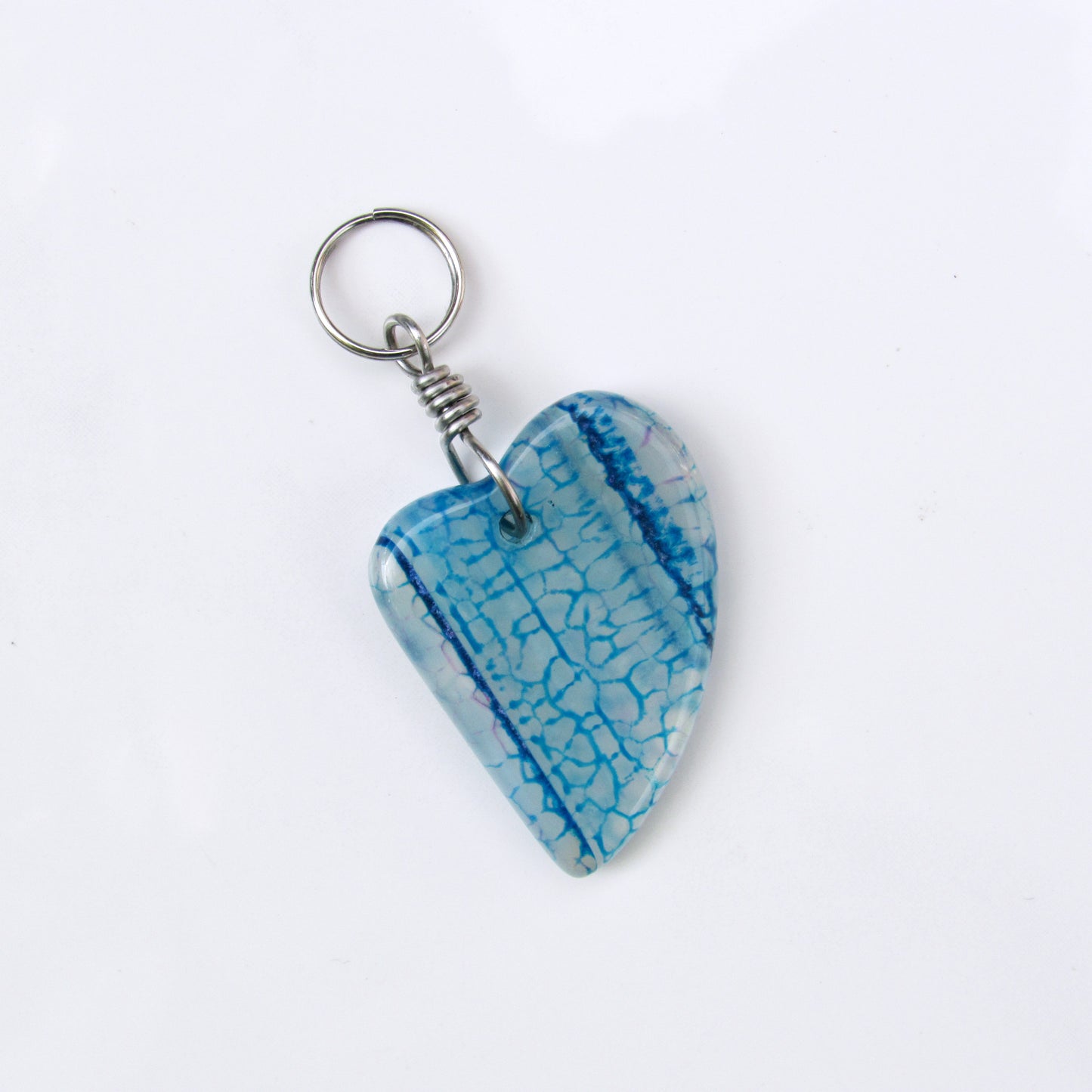 Dragon’s Vein Gemstone Heart Pet Collar Charm with Stainless Steel wire