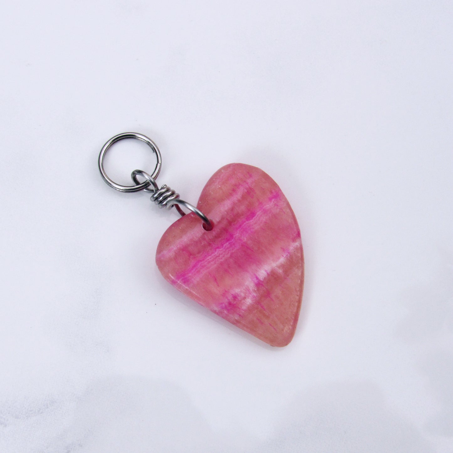 Dragon’s Vein Gemstone Heart Pet Collar Charm with Stainless Steel wire