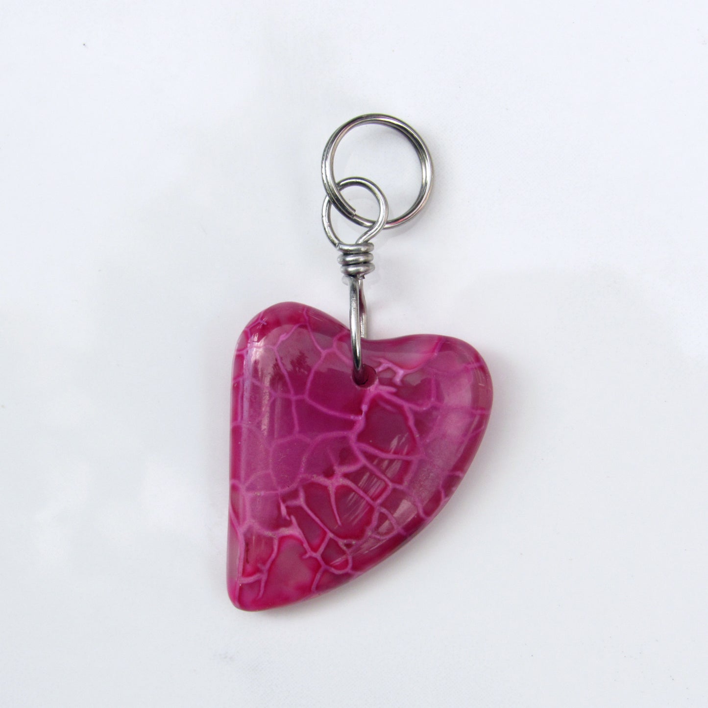 Dragon’s Vein Gemstone Heart Pet Collar Charm with Stainless Steel wire