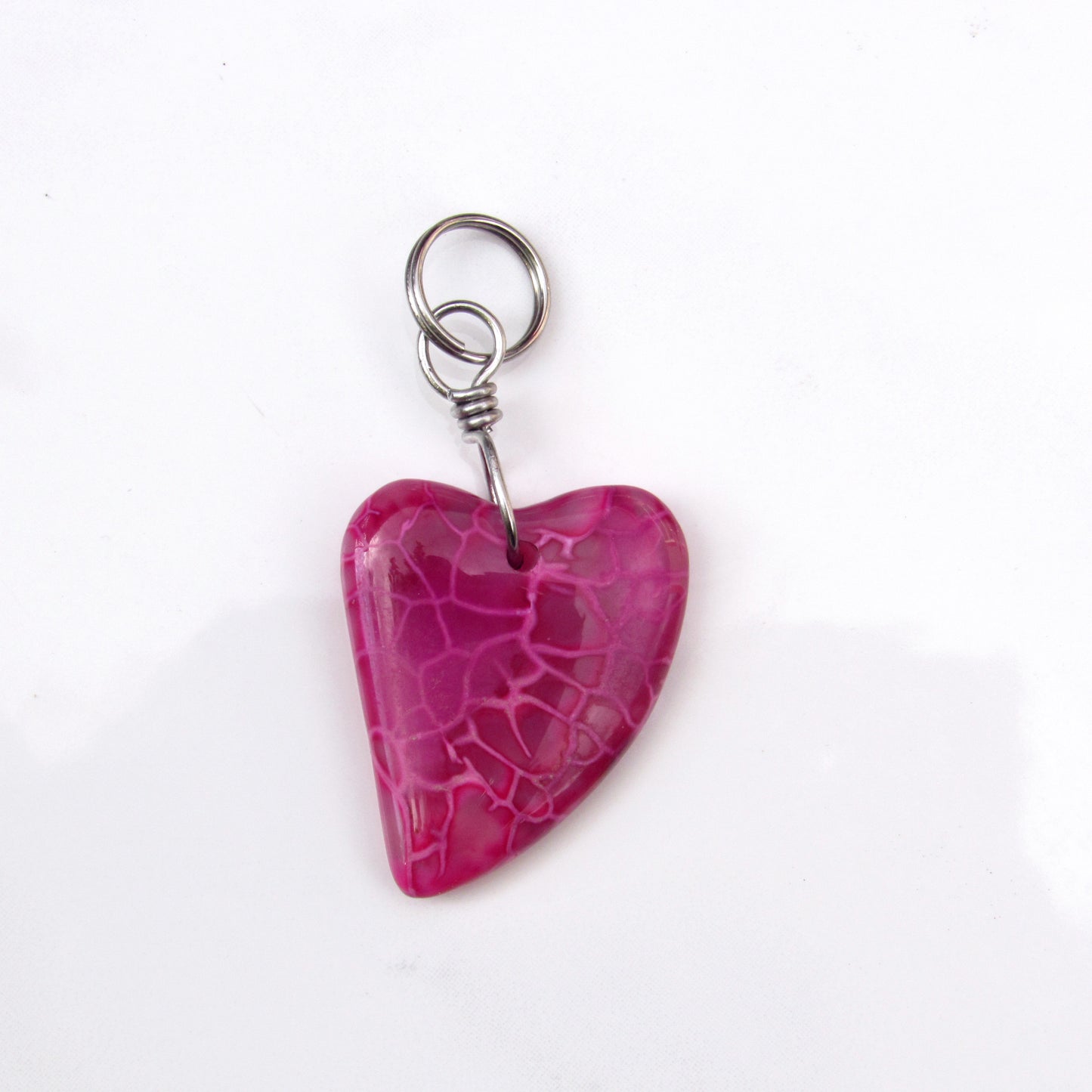 Dragon’s Vein Gemstone Heart Pet Collar Charm with Stainless Steel wire