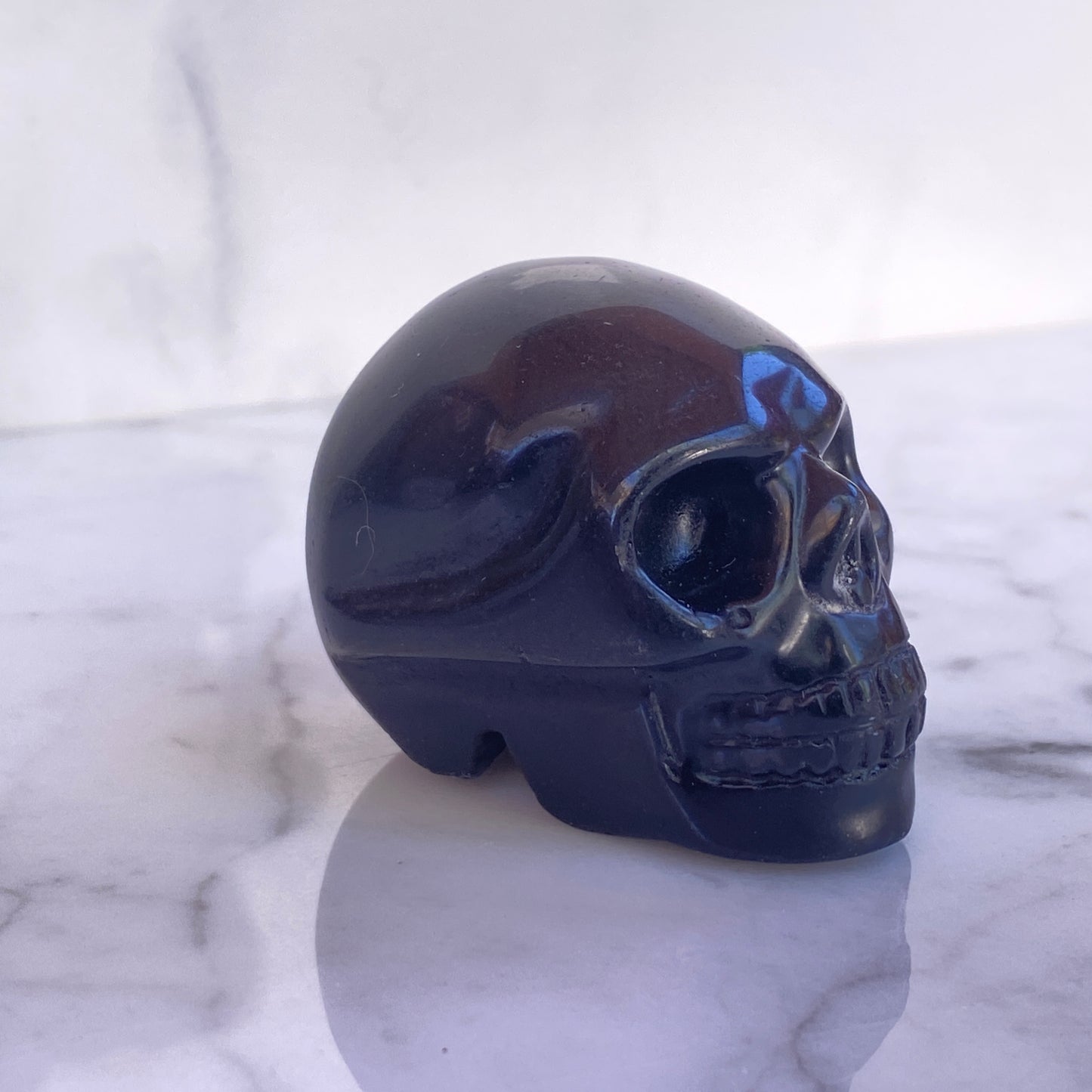 Natural Tiger Eye, Obsidian, Aventurine or White Turquoise gemstone Skull