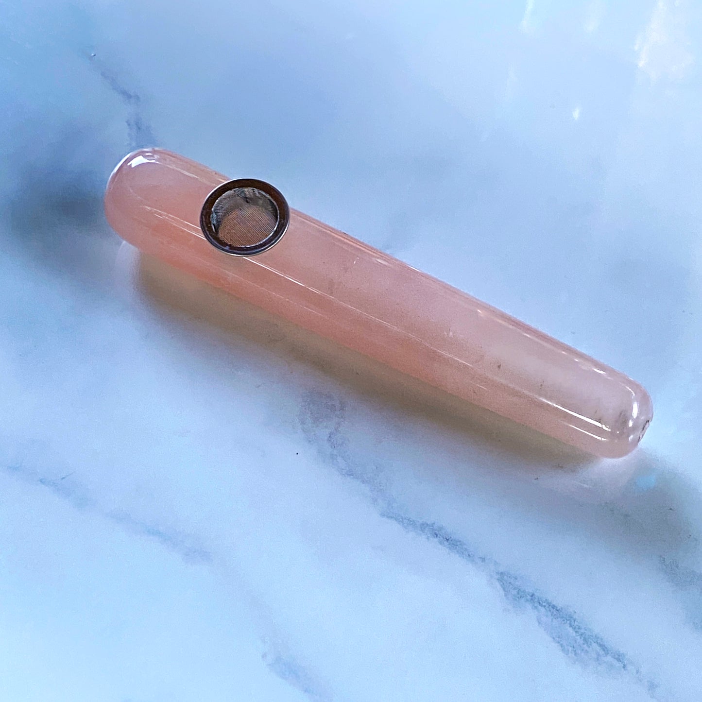 Rose Quartz Gemstone Rounded Nose Smoking Pipe
