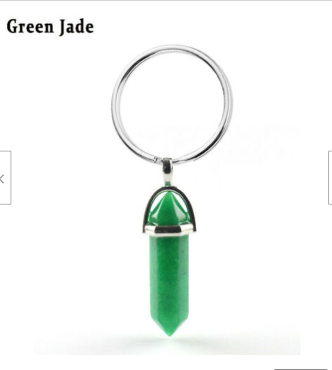 Natural Terminated Carved Point Crystal Keychain, Reiki Healing, Gemstone Keyring