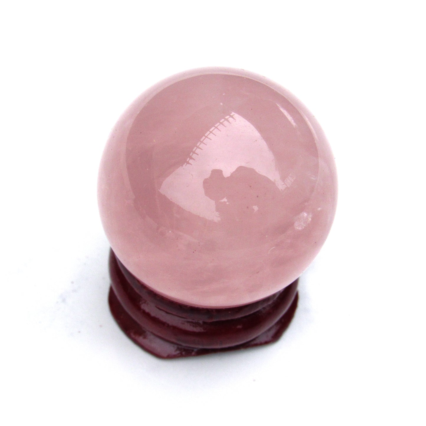 Natural Rose Quartz crystal gemstone semiprecious sphere with stand