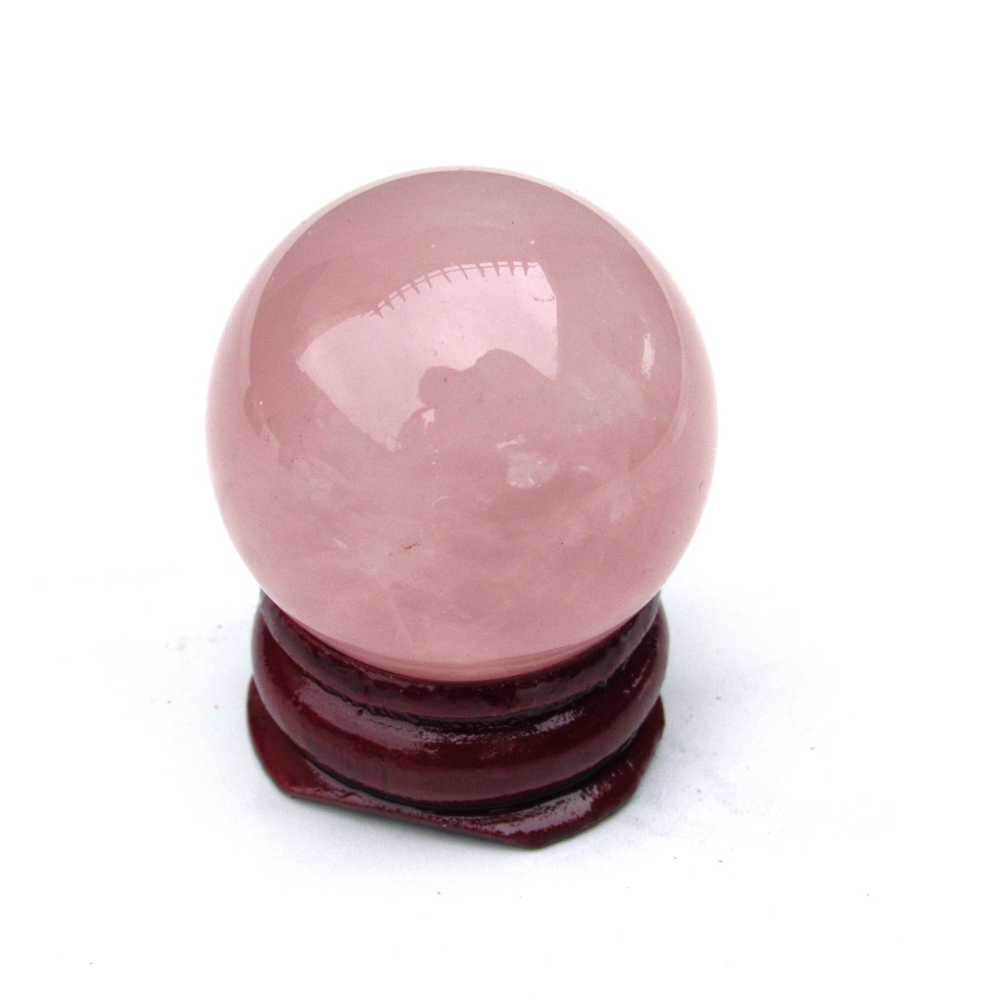 Natural Rose Quartz crystal gemstone semiprecious sphere with stand